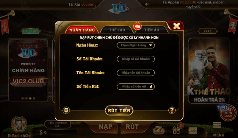 Quy Trình Rút Tiền Tại Vic Club Siêu nhanh Siêu dễ 2 Hướng dẫn rút tiền vic club