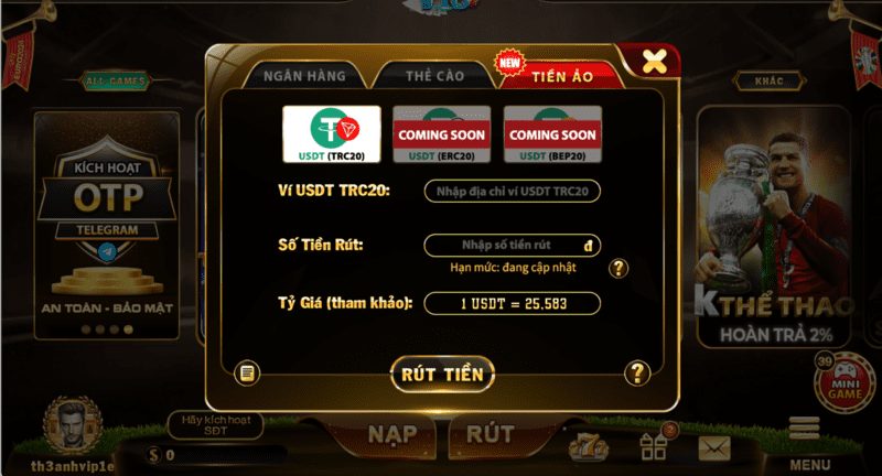 Quy Trình Rút Tiền Tại Vic Club Siêu nhanh Siêu dễ 4 Rút tiền bằng tiền ảo